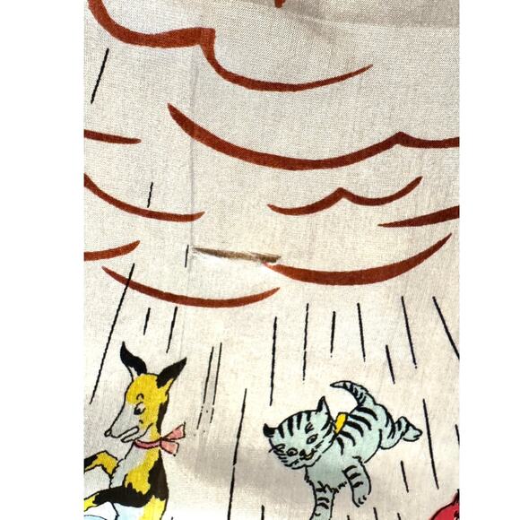 Silk Hand Rolled Raining Cats and Dogs Vintage Scarf RARE - Picture 14 of 14